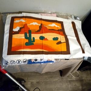 Vintage Pillowcases, 2, signed "IRR" Desert scene, like new